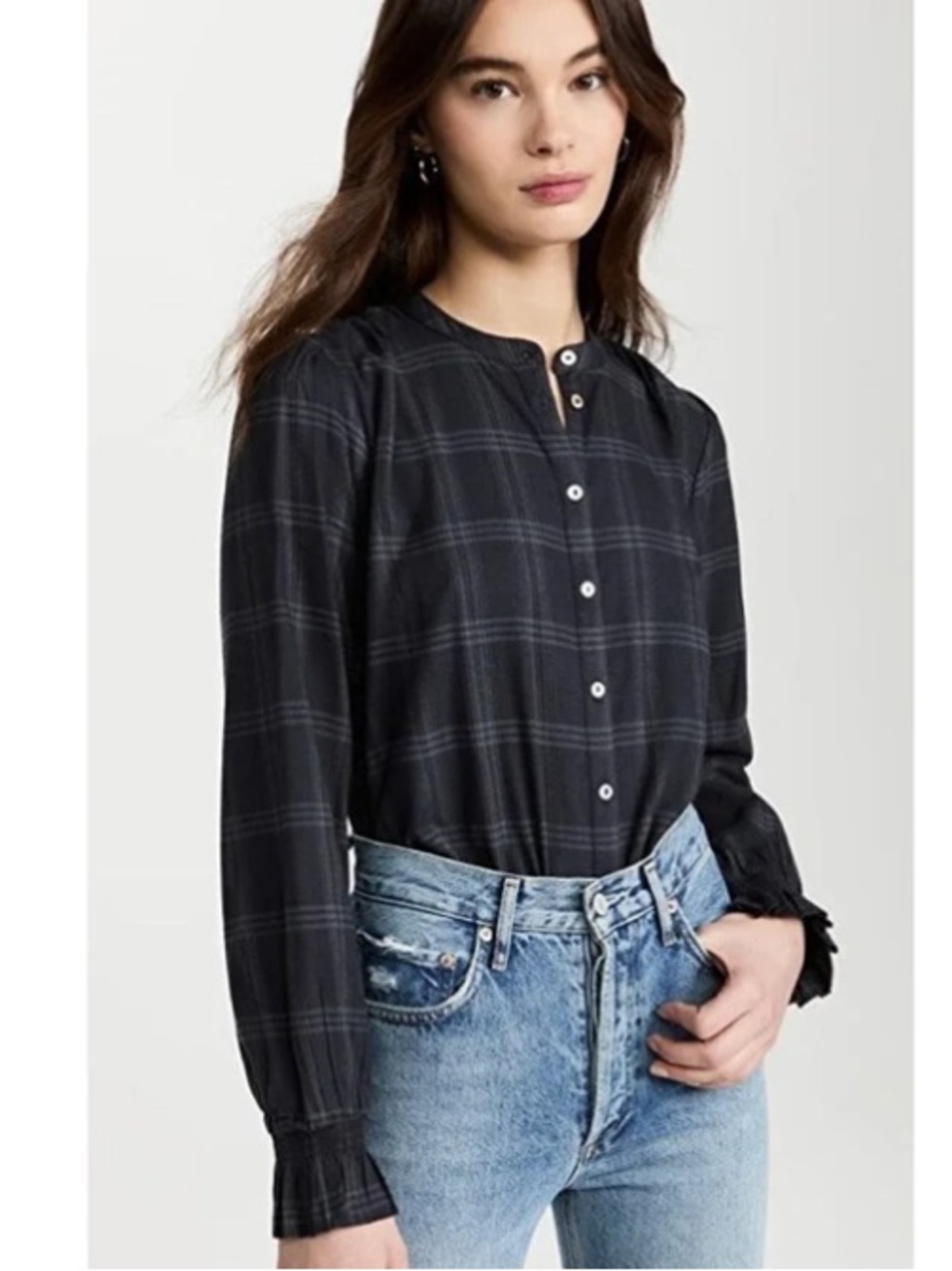 Faherty Harper Top in Aspen Black Plaid